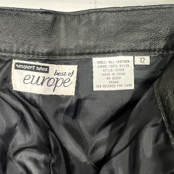 VINTAGE 80s |•NEWPORT NEWS•| The Best of Europe Leather Pants Vtg Size 12 - Picture 5 of 12